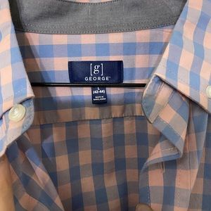 George - long sleeve button down shirt. Pink and light blue plaid